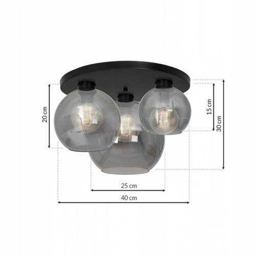 Lampa sufitowa Sofia smoked E27 3x60W