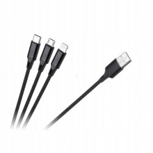 Kabel USB - USB typ C microUSB Lightning Rebel 1 m