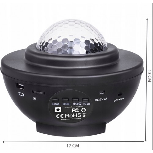 Lampka nocna projektor gwiazd głośnik RGB + pilot