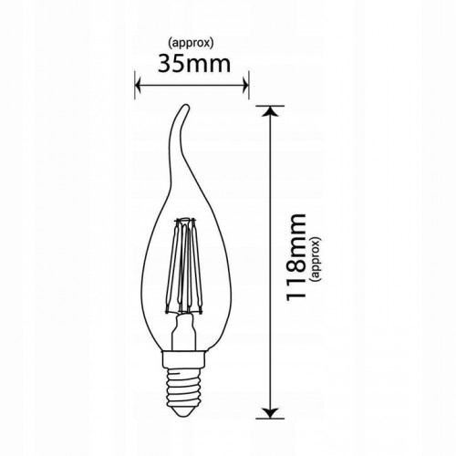 Żarówka lampa Led c37 płomyk BXS e14 4w 470lm 3000k