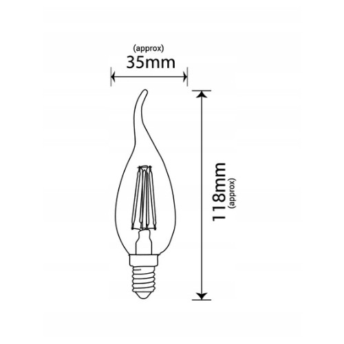 Żarówka lampa Filament led gold C37 płomyk bxs e14 4w 400lm 2700K