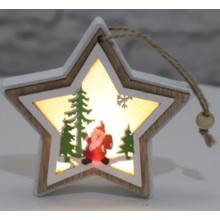 Zawieszka drewniana LED świąteczna gwiazda 10cm