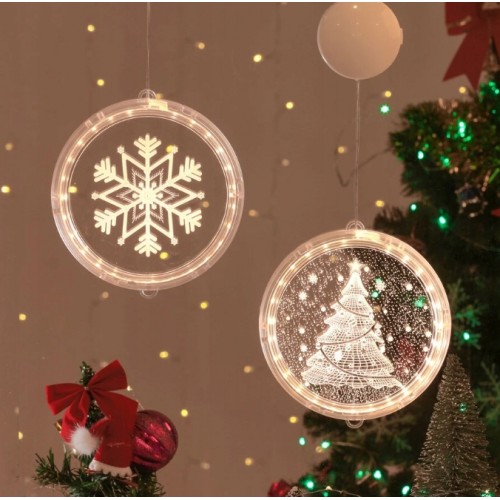 Witraż świąteczny choinka LED ozdoba na okno