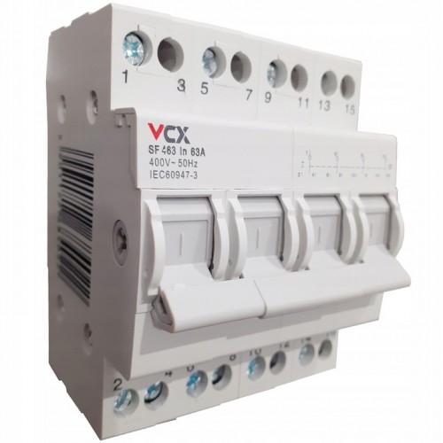 Przełącznik modułowy sieć-agregat 1-0-2 4P 63A VCX