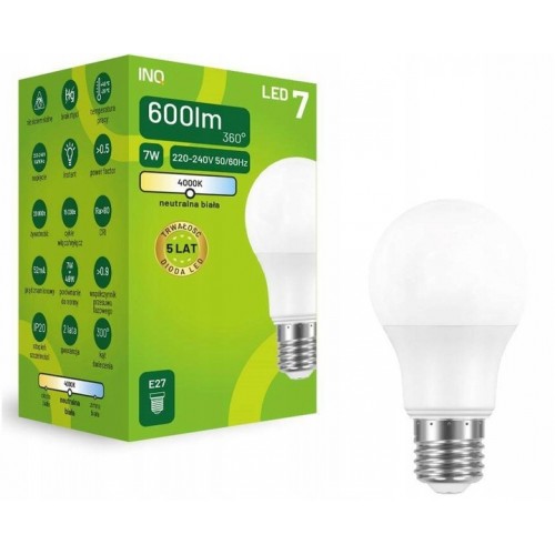 Żarówka led A60 E27 7W 600Lm 4000k