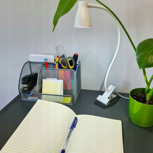 Lampka biurkowa szkolna na biurko z klipsem Led Usb biała