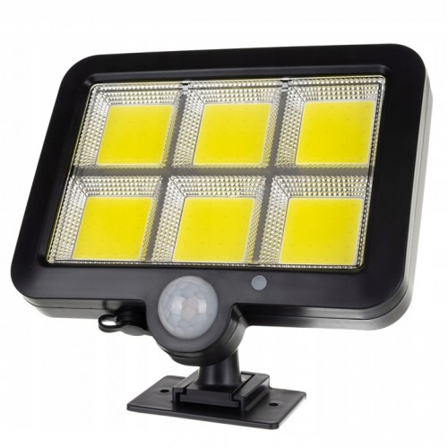 Mocna lampa solarna 120 led cob z panelem zewnętrznym i uchwytem