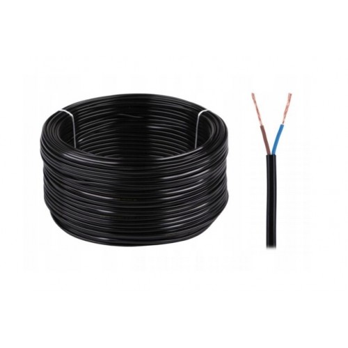 Przewód kabel OMYp 2x1 mieszkaniowy linka elektryczny płaski czarny