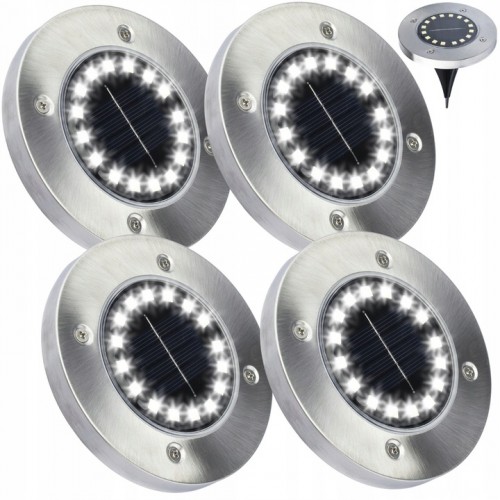 Zestaw 4x lampka ogrodowa 16x led 1,2W solarna dogruntowa wbijana wodoodporna IP54