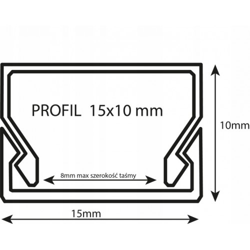 Profil led pcv standard czarny osłona mleczna 15X10 2m