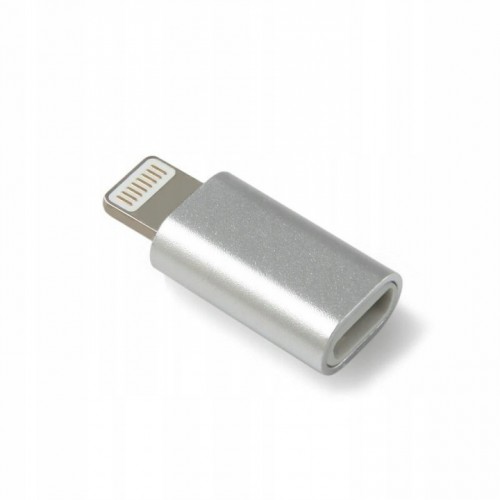 Adapter Reverse micro USB Lightning srebrny
