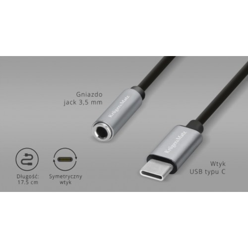 Adapter wtyk  USB typu C - gniazdo jack 3.5 stereo