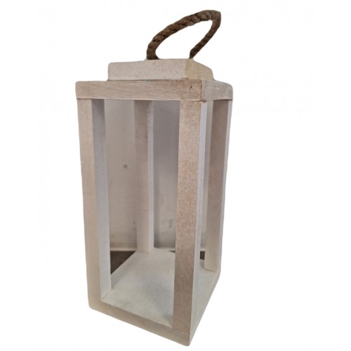 Lampion drewniany latarnia biały z uchwyt 30cm