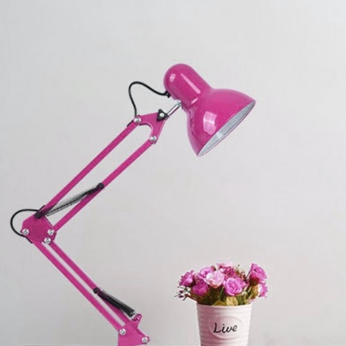 Lampka led biurkowa kreślarska szkolna różowa z uchwytem E27