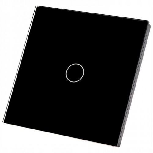 Wyłącznik światła LED szklany pojedynczy dotykowy czarny