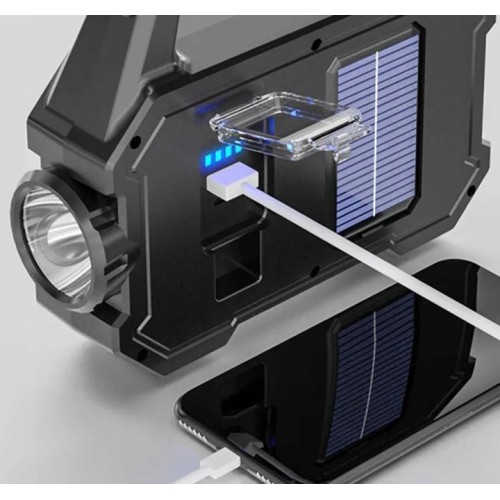 Latarka LED solarna akumulatorowa POWERBANK szperacz USB