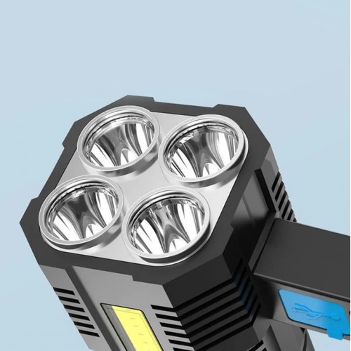 Latarka LED reflektor taktyczna szperacz akumulatorowa 5 LED USB