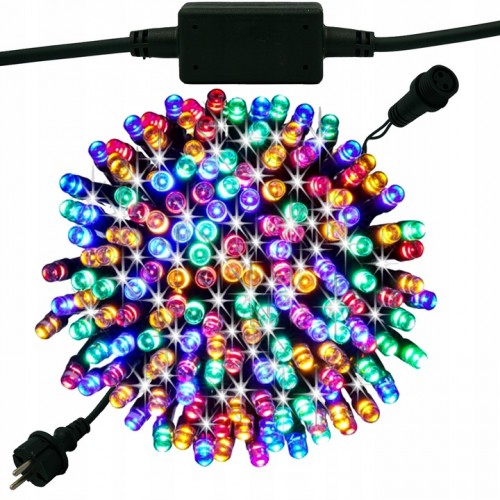 Lampki choinkowe 200 LED zewnętrzne multikolor stałe flash