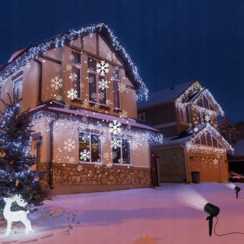 Projektor laserowy LED świąteczny rzutnik na dom śnieżynki