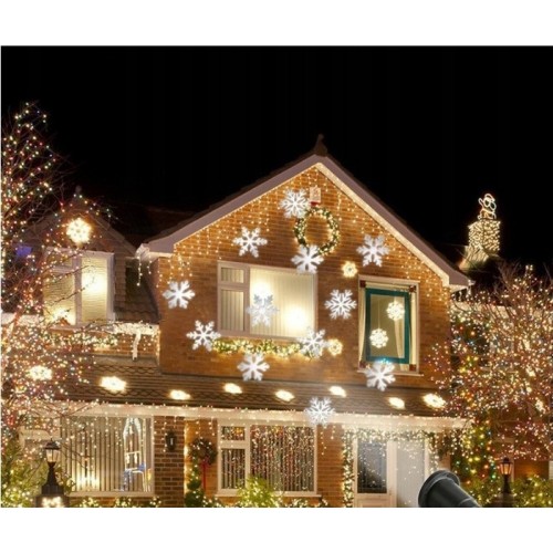 Projektor laserowy LED świąteczny rzutnik na dom śnieżynki