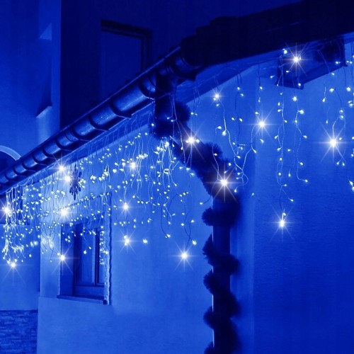 Lampki choinkowe sople 300 LED niebieski flesh