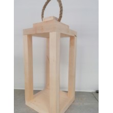 Lampion drewniany latarnia naturalny z uchwyt 30 cm