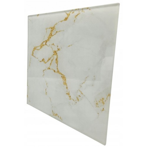 Panel szklany biało złoty marmur do wentylatora 100 mm