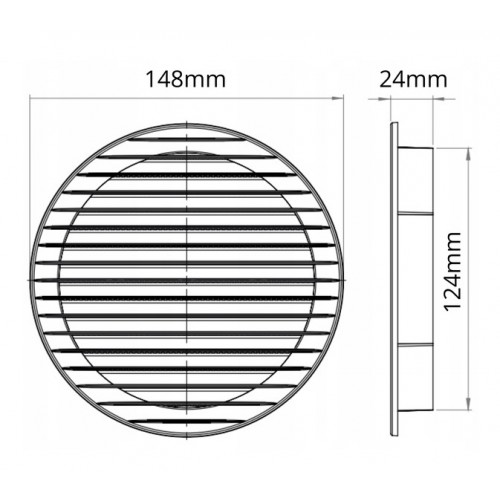 Kratka wentylacyjna okrągła z siatką grafit fi 125 grafitowa