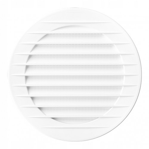 Kratka wentylacyjna okrągła z siatką biała fi 125 biały
