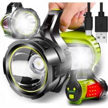 Latarka akumulatorowa z bocznymi światłami szperacz led usb ładowarka