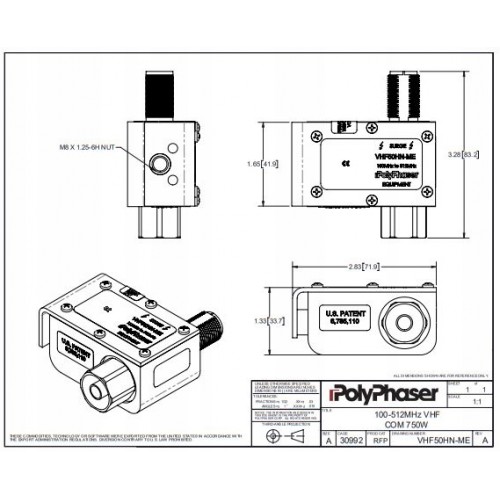 Ogranicznik przepięć odgromowych rf typu n f/m 750w ip67