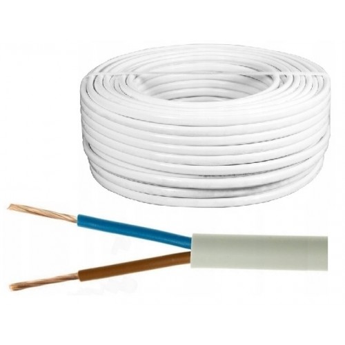 Przewód kabel mieszkaniowy elektryczny płaski OMYp 2x0,5 300/300V biały