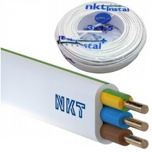 Przewód kabel płaski elektryczny YDYp 3x1,5 NKT biały