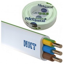Przewód kabel elektryczny instalacyjny YDYp 3x2,5 NKT płaski biały