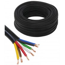 Kabel przewód samochodowy YLYs 6x1+1x1,5 24V do przyczepy lawety okrągły czarny