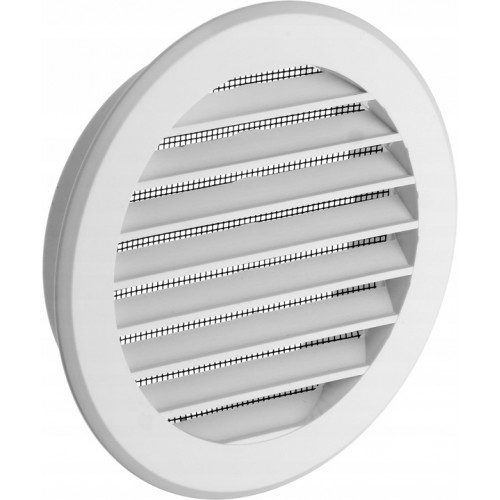 Kratka wentylacyjna okrągła z siatką fi100 mm biała