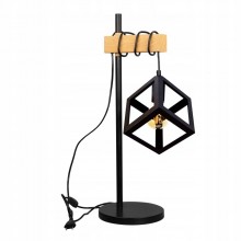 Lampa stołowa lampka nocna loft drewno Sweden wood e27 czarna