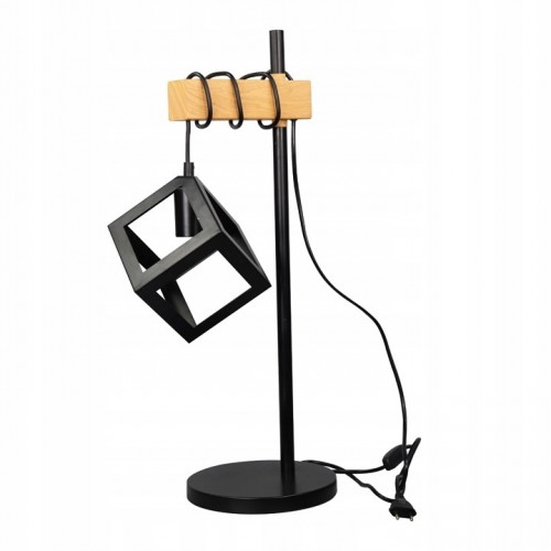 Lampa stołowa lampka nocna loft drewno Sweden wood e27 czarna