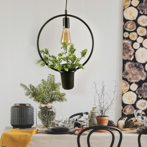 Lampa wisząca ogrodowa zewnętrzna kwietnik żyrandol zwis dekoracyjna e27 czarna