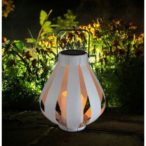 Lampa solarna ogrodowa latarnia lampion efekt płomienia ip44 biała