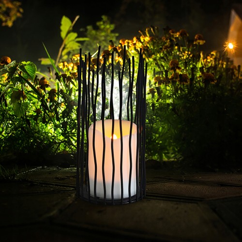 Lampa stołowa ogrodowa bateryjna latarenka lampion 22cm czarna