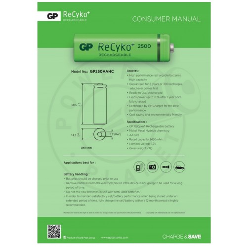 Akumulatorki  (NiMH) GP AA (R6) 2450 mAh 4 szt.