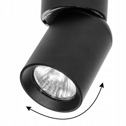 Lampa sufitowa ścienna oprawa halogenowa szyna spot ruchomy obracany 3p gu10 czarna
