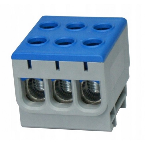 Blok rozdzielczy złączka ZK3x50 (2,5-50) niebieska TH35 gwint