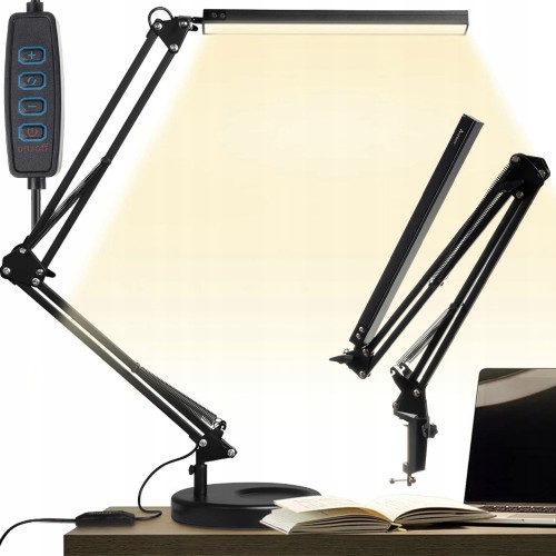 Lampka biurkowa led na biurko szkolna nocna kreślarska regulowana USB czarna
