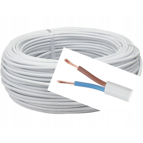 Przewód kabel OMY 2x1,5 mm2 H03VV-F 300V biały