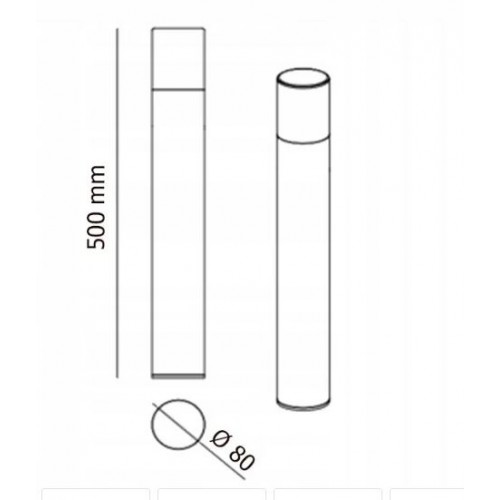 Lampa led ogrodowa stojąca słupek oświetleniowy okrągły e27 80cm czarny