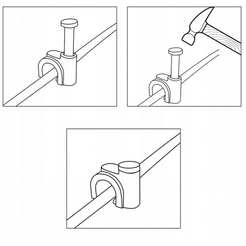 Uchwyt Kablowy Okrągły z Gwoździem Montażowy do Kabla Flop 8mm 100szt UG8