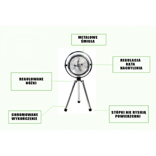 WENTYLATOR WIATRAK STOJĄCY PODŁOGOWY STABILNY CICHY MOCNY 20W
