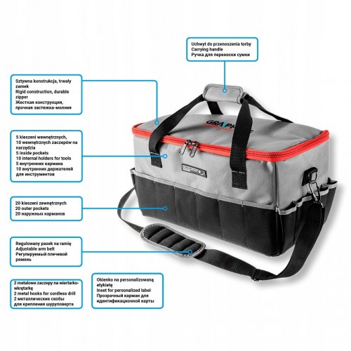 TORBA NA ELEKTRONARZĘDZIA DO PRZECHOWYWANIA NARZĘDZI Graphite 50x25x25 cm 665520